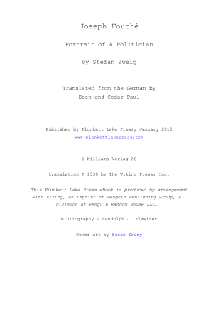 Fouché by Stefan Zweig